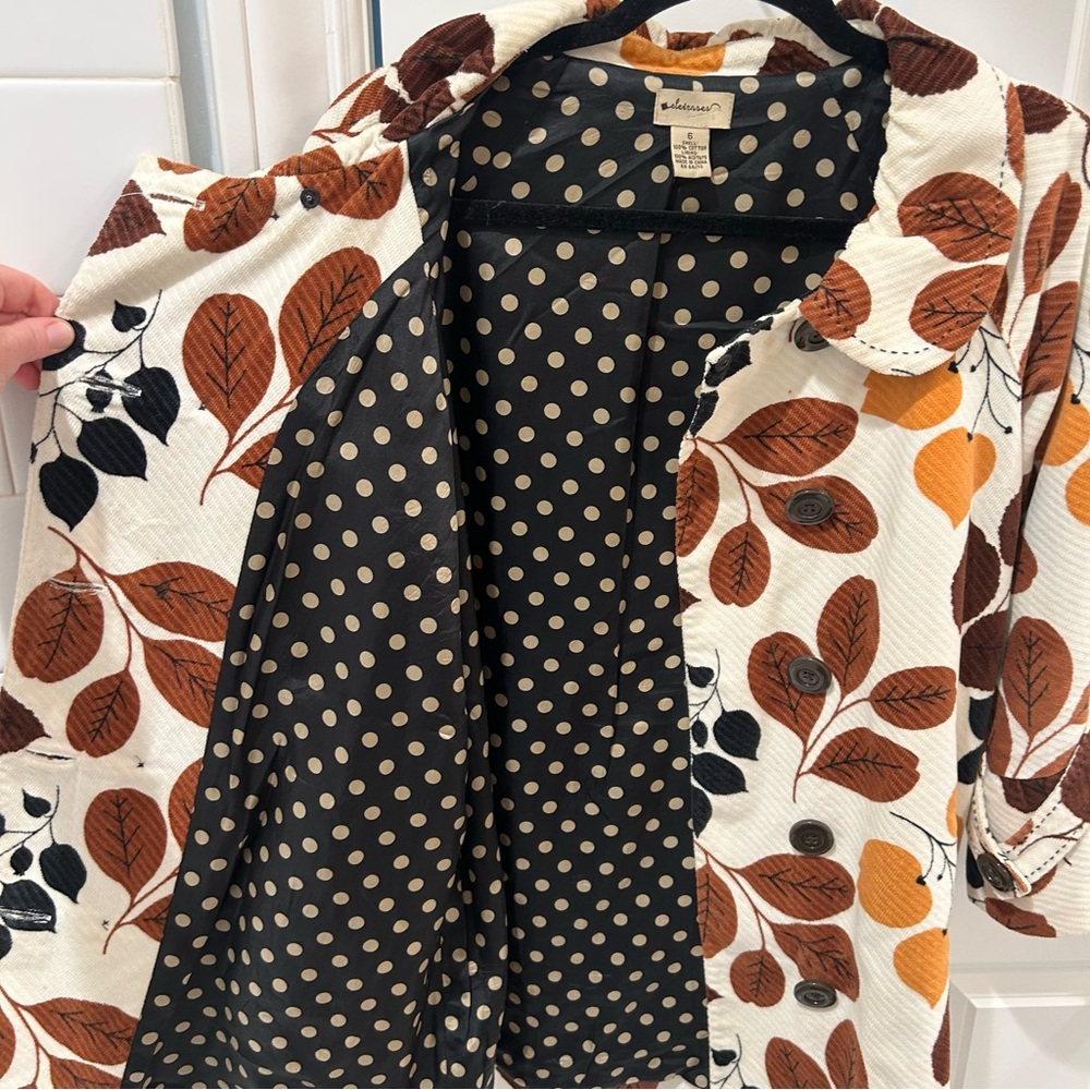 Anthropologie Elevenses changing colors fall leaf swing coat jacket 6 brown gold - Picture 12 of 16